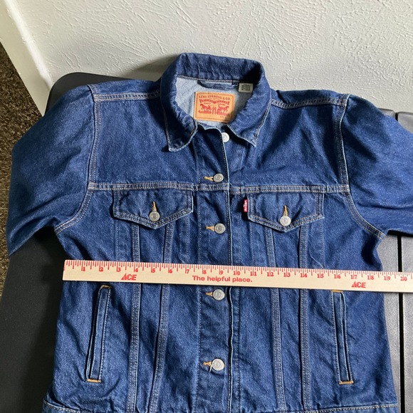Levi's Denim Trucker Jacket Classic Fit Jean Jacket Dark Wash Size L Cowboy Barn - Picture 10 of 14